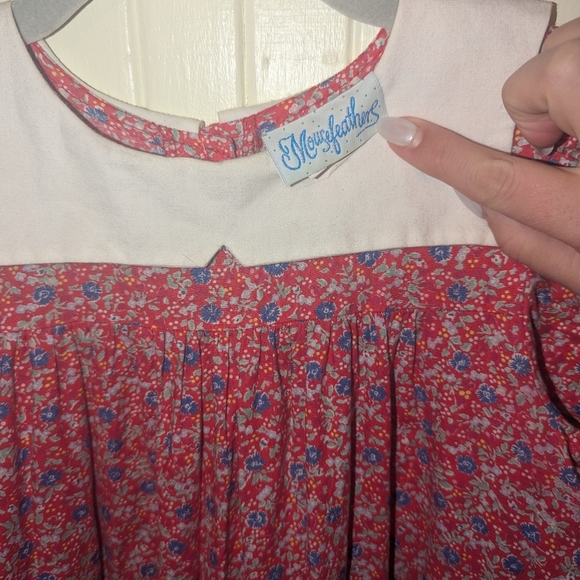 Vintage Mousefeathers Red Floral Print Long Sleeve Collared Girls' Dress Size 14 - Picture 3 of 8